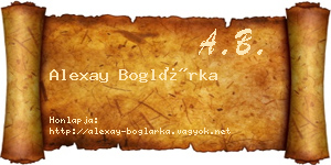 Alexay Boglárka névjegykártya